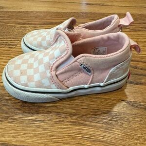 Toddler Checkered Vans Pink and White